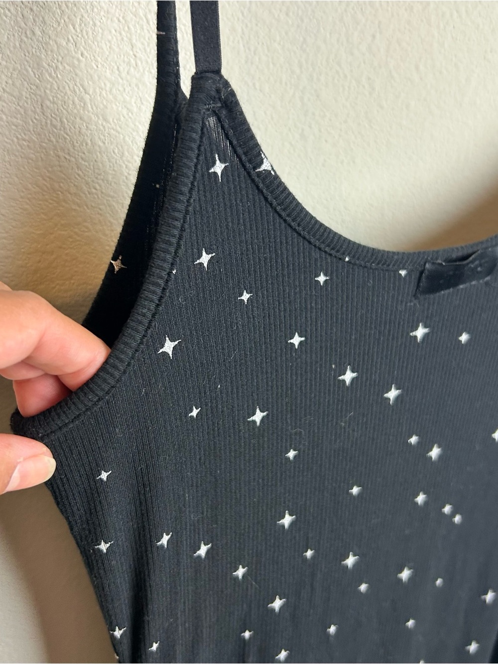SKIMS Soft Lounge Rib Onyx Sparkle Star Slip Dress Sz L - Picture 13 of 13